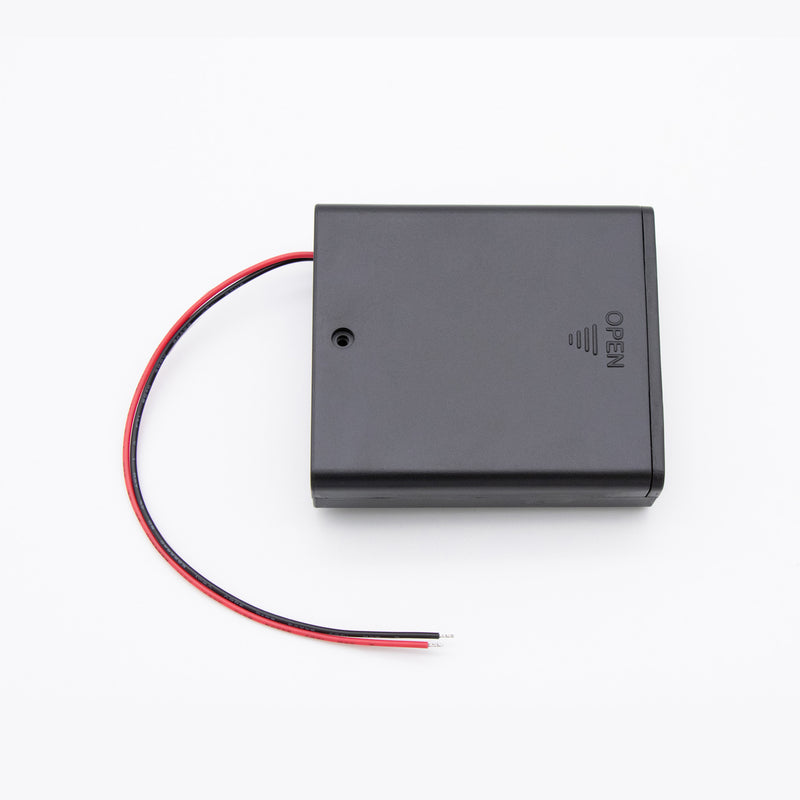 電池ホルダー（ボックス・ケース）（単3×4本）（スイッチ、リード線付き）(4 AA Battery Holder with Switch (AGW24, Black))