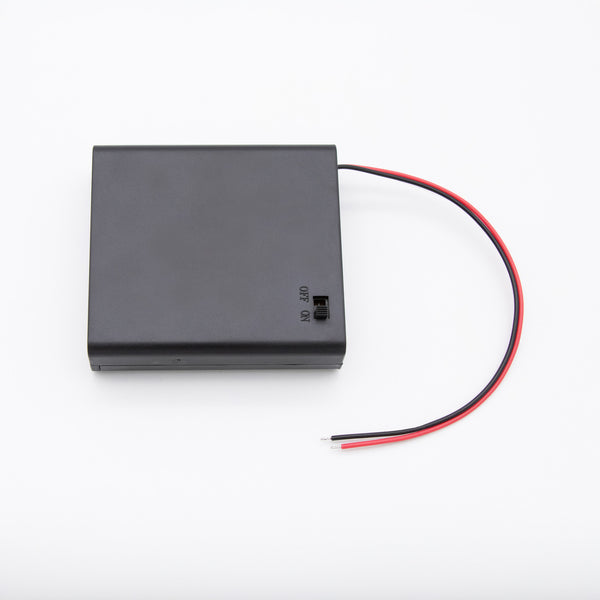 電池ホルダー（ボックス・ケース）（単3×4本）（スイッチ、リード線付き）(4 AA Battery Holder with Switch (AGW24, Black))