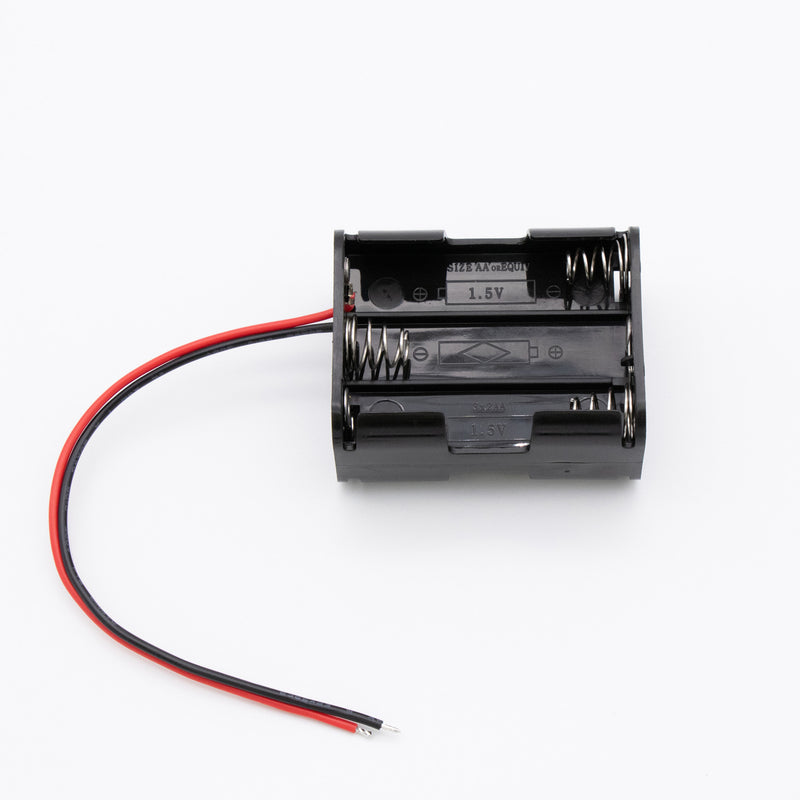 電池ホルダー（ボックス・ケース）（単3×6本）（背合わせ）（リード線付き）(6 AA Battery Holder (Double layer, AGW20, Black))