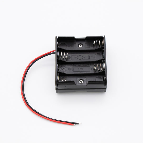 電池ホルダー（ボックス・ケース）（単3×8本）（背合わせ）（リード線付き）(8 AA Battery Holder (Double layer, AGW20, Black))